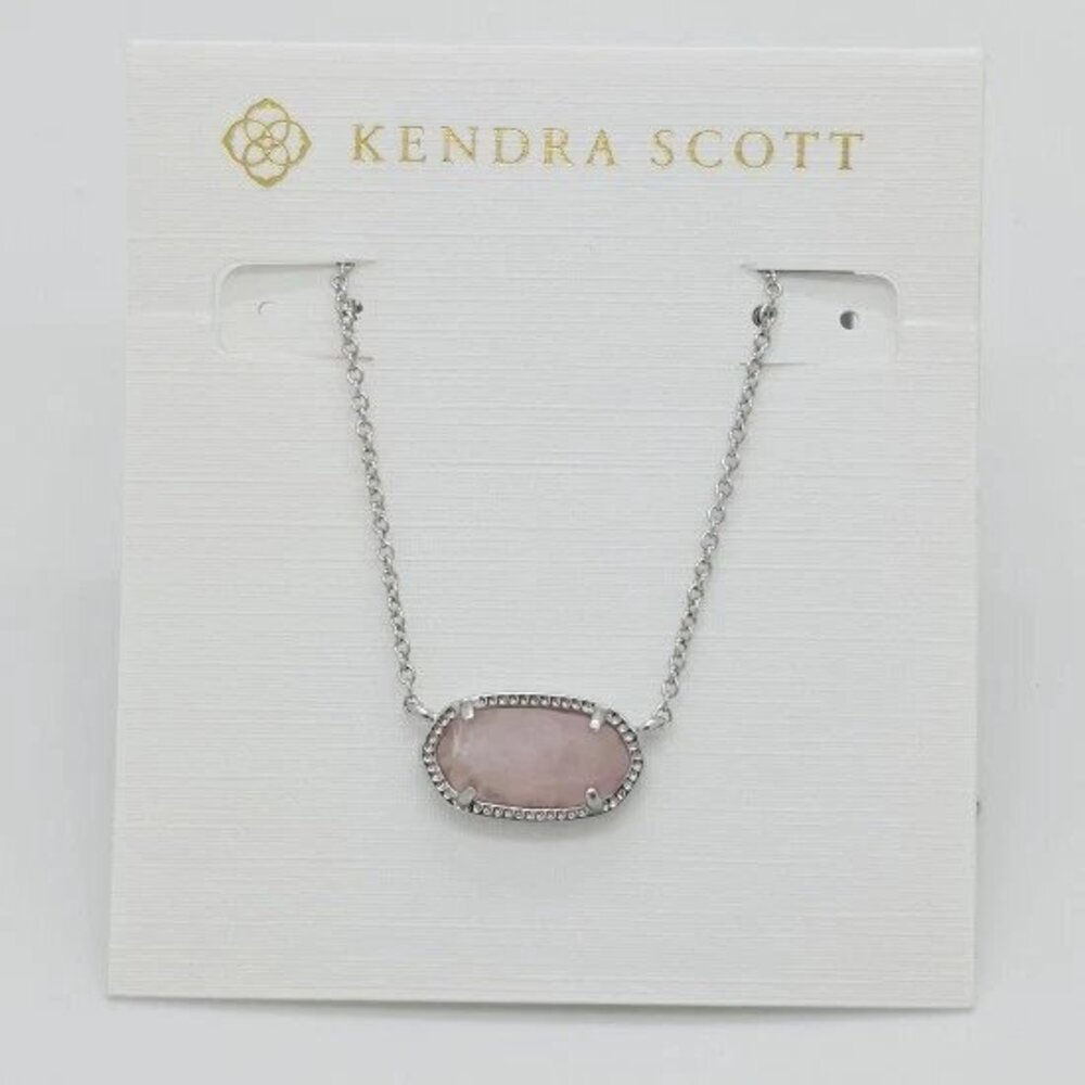 Kendra Scott Elisa Silver Pendant Necklace In Pink Quartz